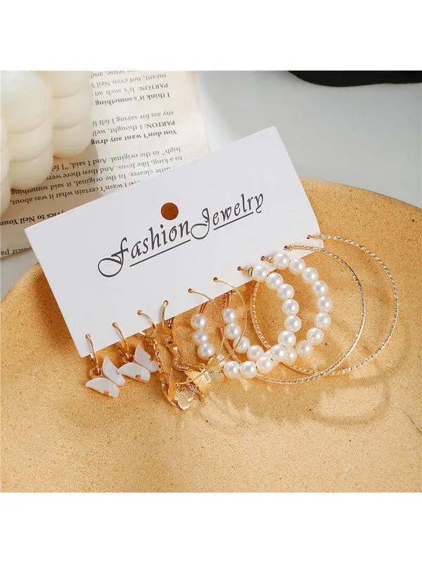 Combo of 11 Pair Pearl Drop Hoop and Studs Earrings