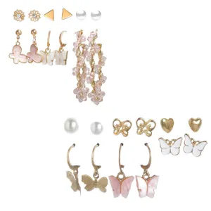 Combo of 12 Pair Heart Pearl Studs And Hoop Earrings