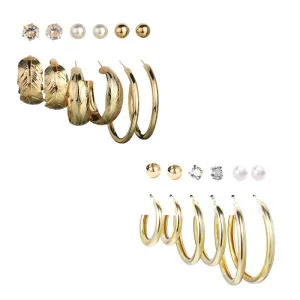 Combo of 12 Pair Pearl Crystal Studs and Hoop Earrings