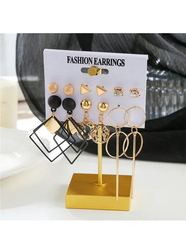 Combo of 12 Pair Pearl Flower Studs and Hoop Earrings