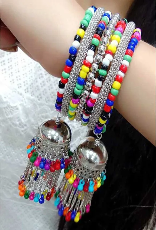 Combo of 2 Bangle Bracelet with Multicolor Beads Jhumki