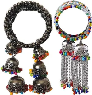 Combo of 2 Bangle Bracelet with Multicolor Beads Jhumki