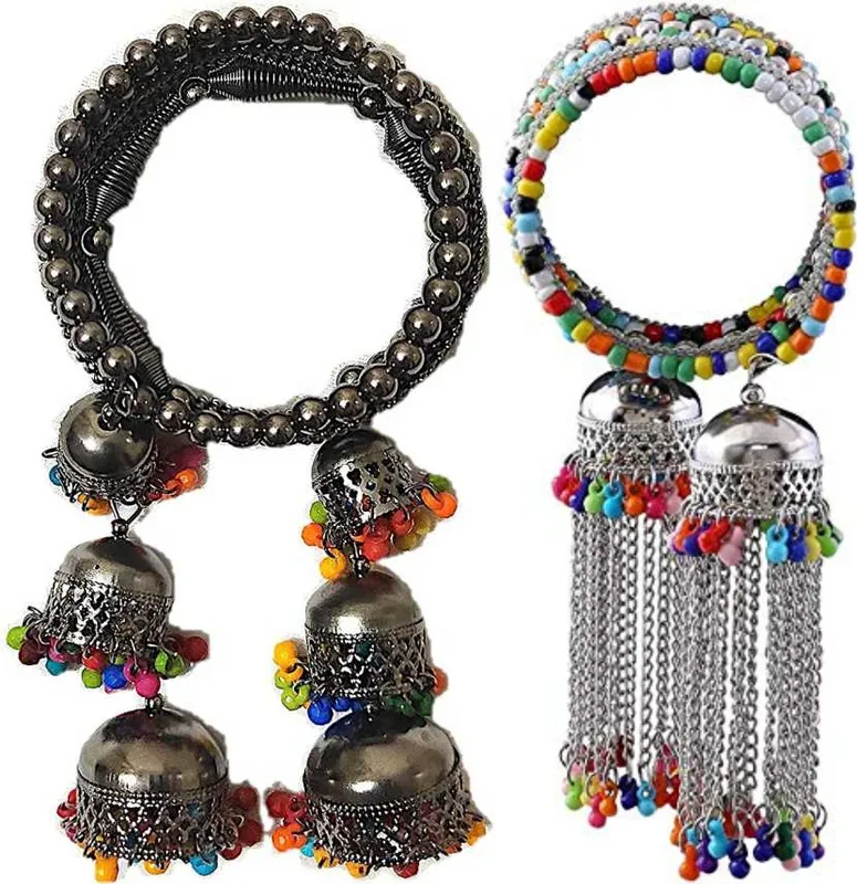 Combo of 2 Bangle Bracelet with Multicolor Beads Jhumki