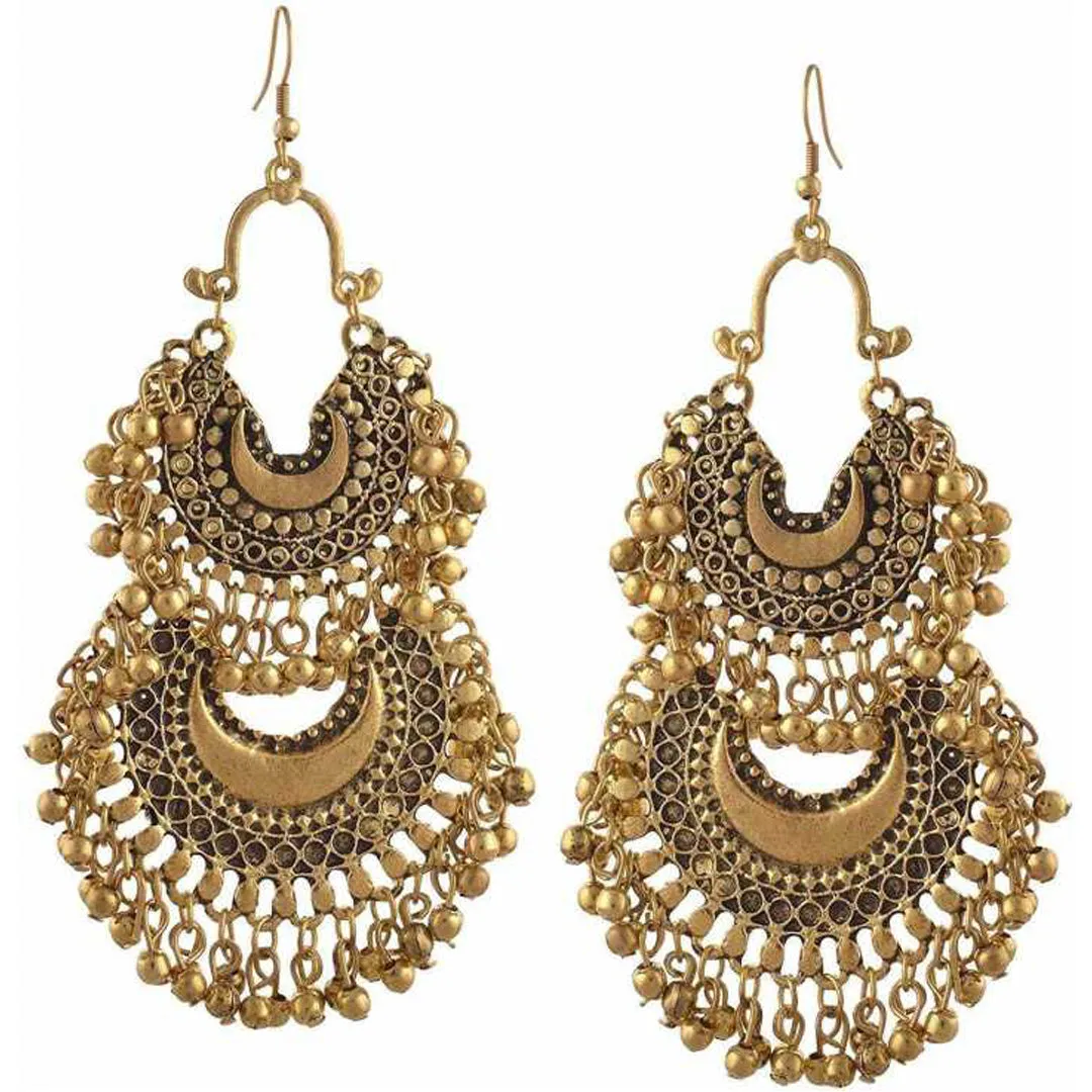 Combo of 2 Chandelier Round and Double Layer Chandbali Earrings