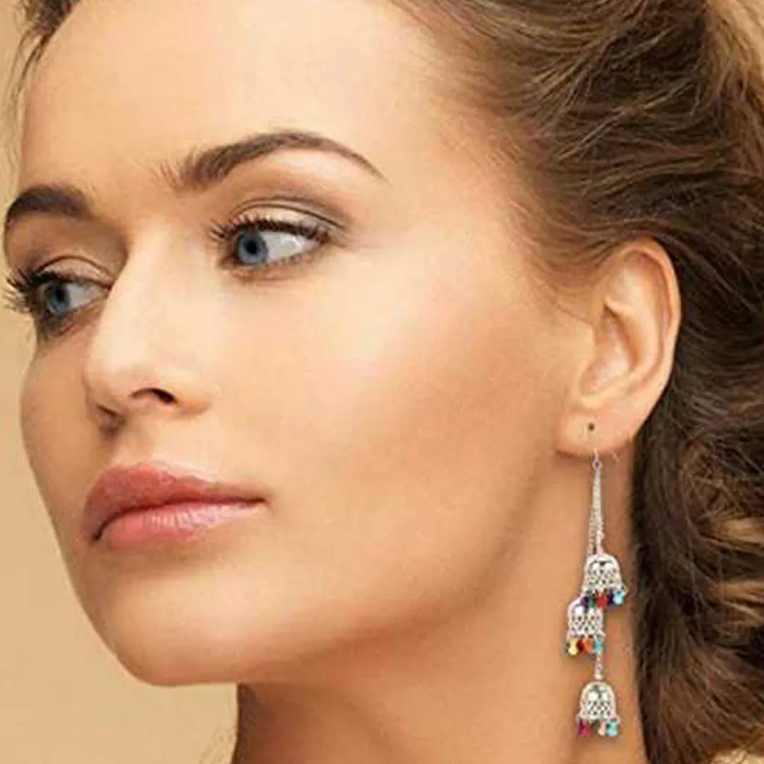 Combo of 2 Flower Pearl Stud and Multicolor Ghungroo Earrings