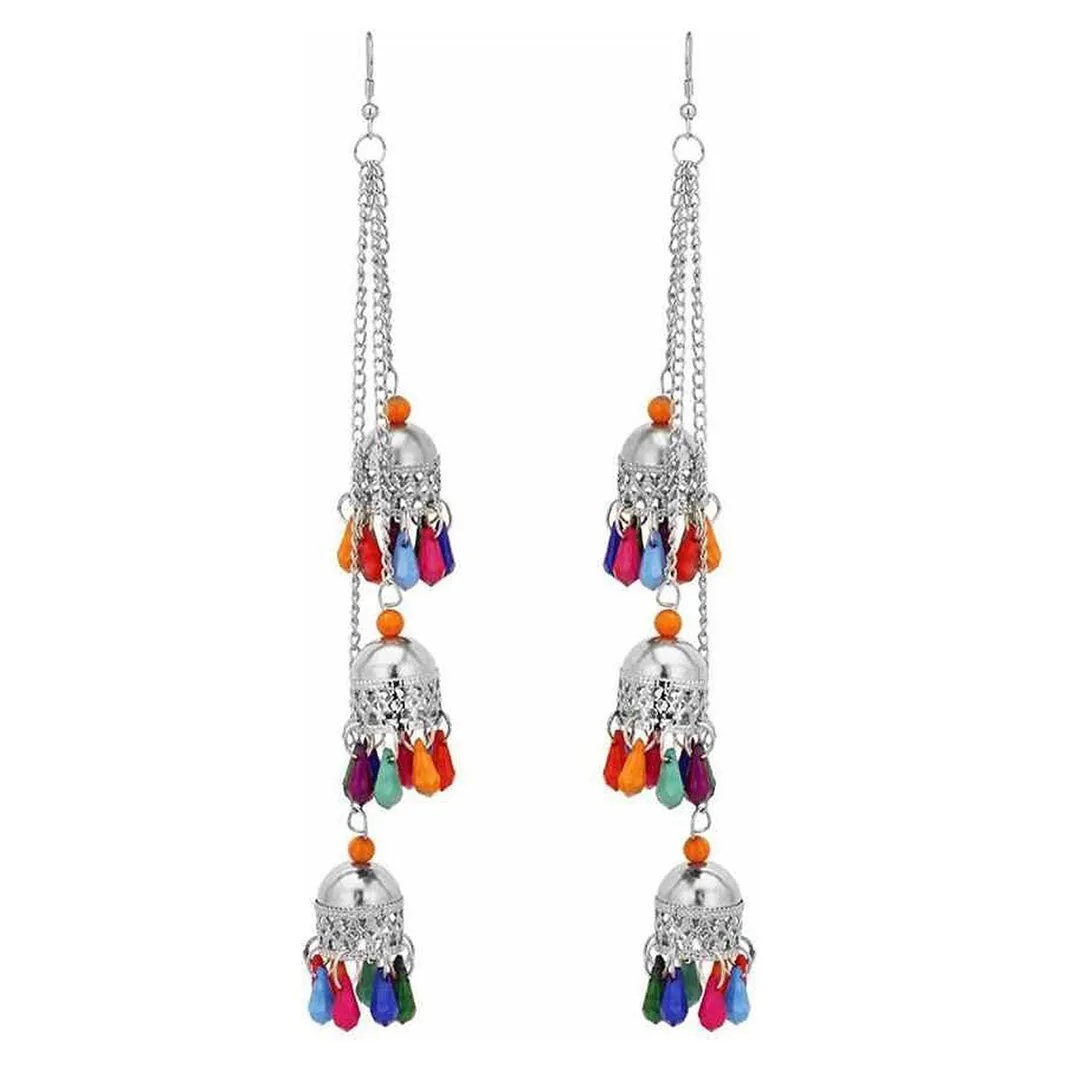 Combo of 2 Flower Pearl Stud and Multicolor Ghungroo Earrings