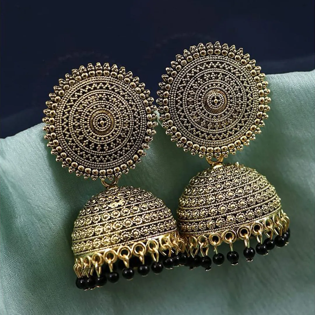 Combo of 2 Maroon and Black Pearls Drop Dome Shape Jhumki