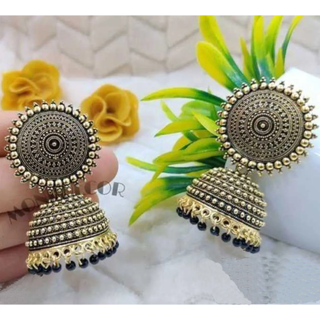Combo of 2 Maroon and Black Pearls Drop Dome Shape Jhumki