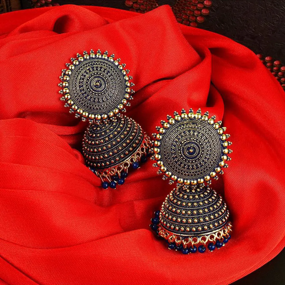 Combo of 2 Maroon and Black Pearls Drop Dome Shape Jhumki