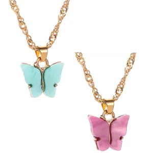 Combo of 2 Rosepink and Blue Mariposa Pendant