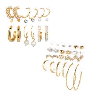 Combo of 21 Pair Pearl Stone Studs and Hoop Earrings