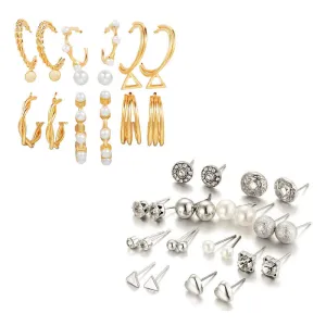 Combo of 21 Pair Studded Pearl Stud Earrings