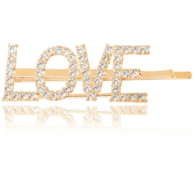 Combo Of 4 Golden Silver Love Babe Baby and Spicy Hairclip