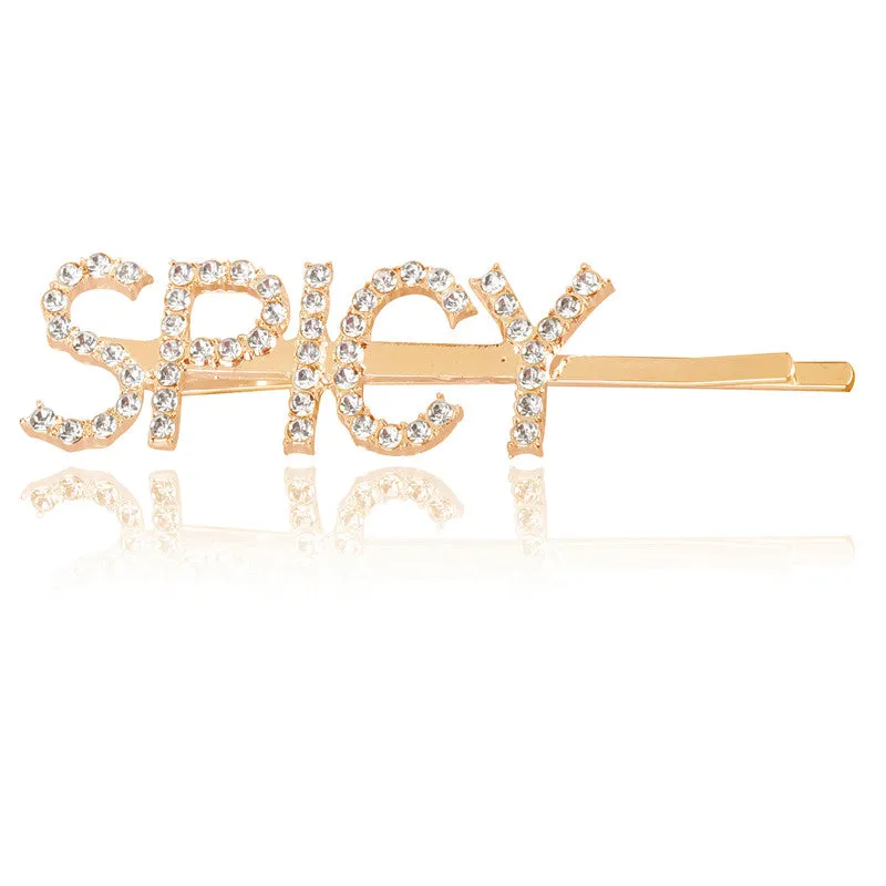 Combo Of 4 Golden Silver Love Babe Baby and Spicy Hairclip