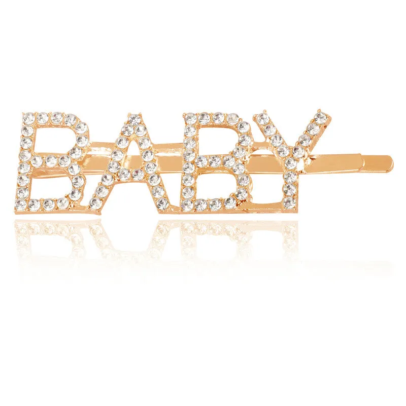 Combo Of 4 Golden Silver Love Babe Baby and Spicy Hairclip