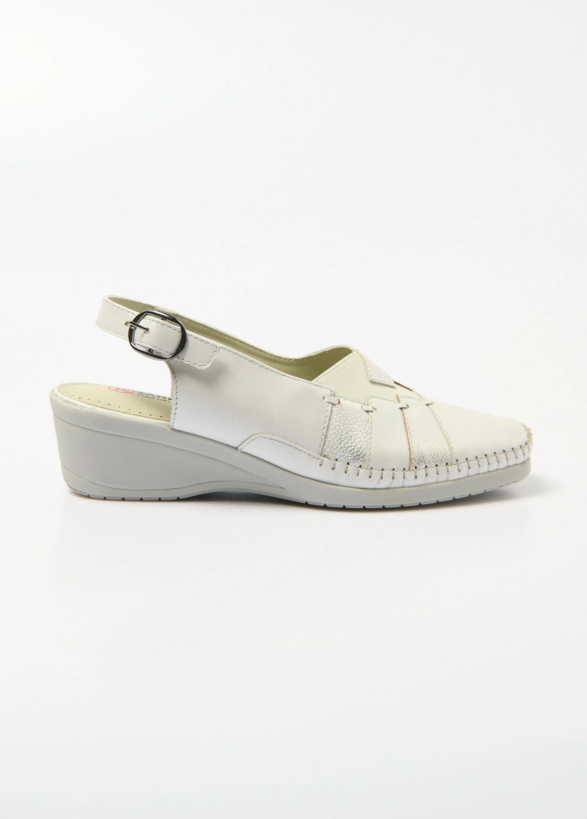 Comfort wide leather wedge sandals