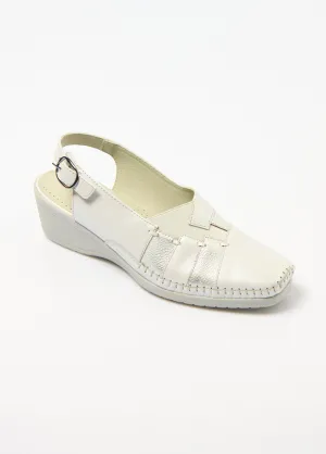 Comfort wide leather wedge sandals