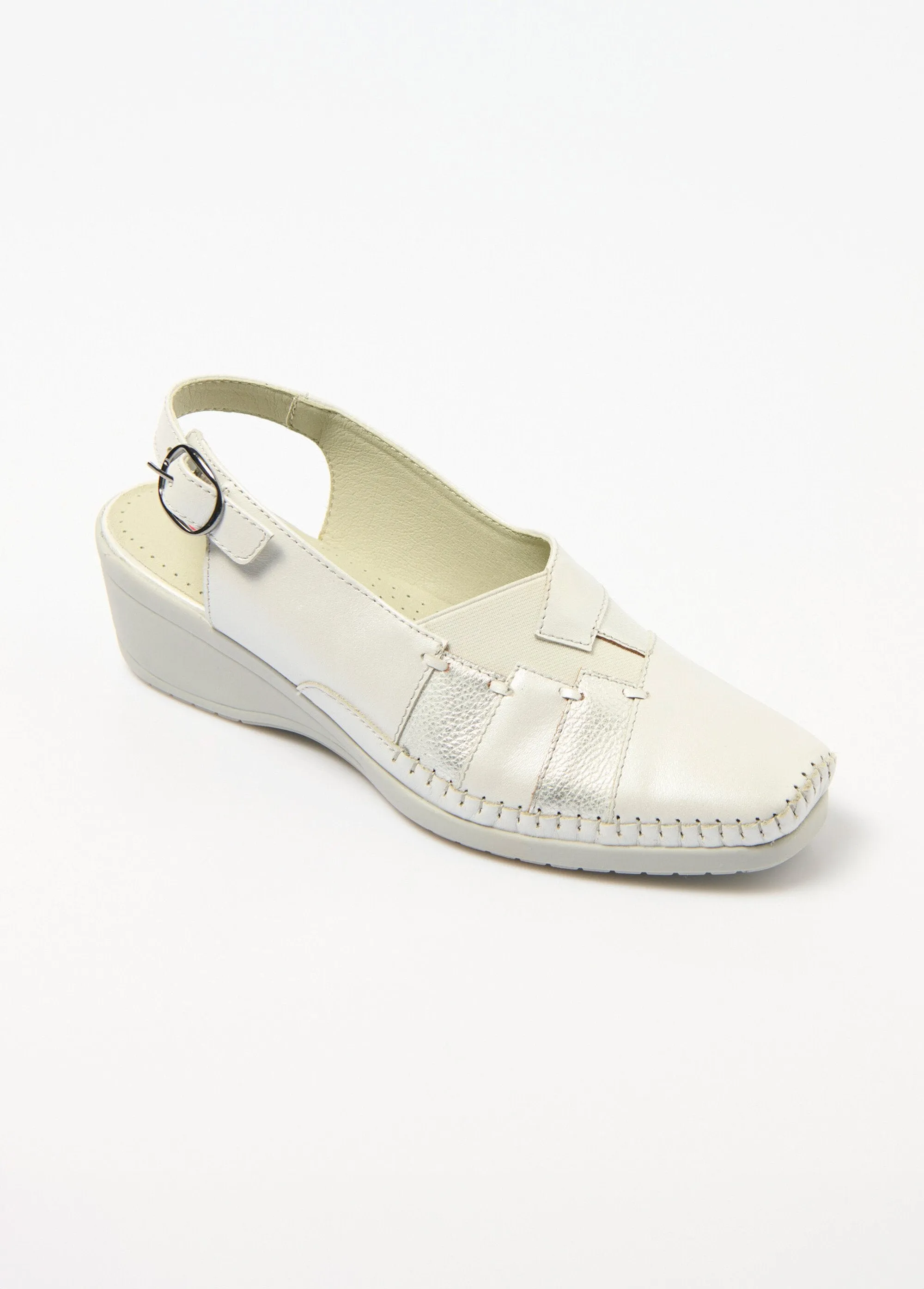 Comfort wide leather wedge sandals
