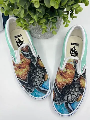 Custom Baby Sea Turtle Vans Shoes Size 8