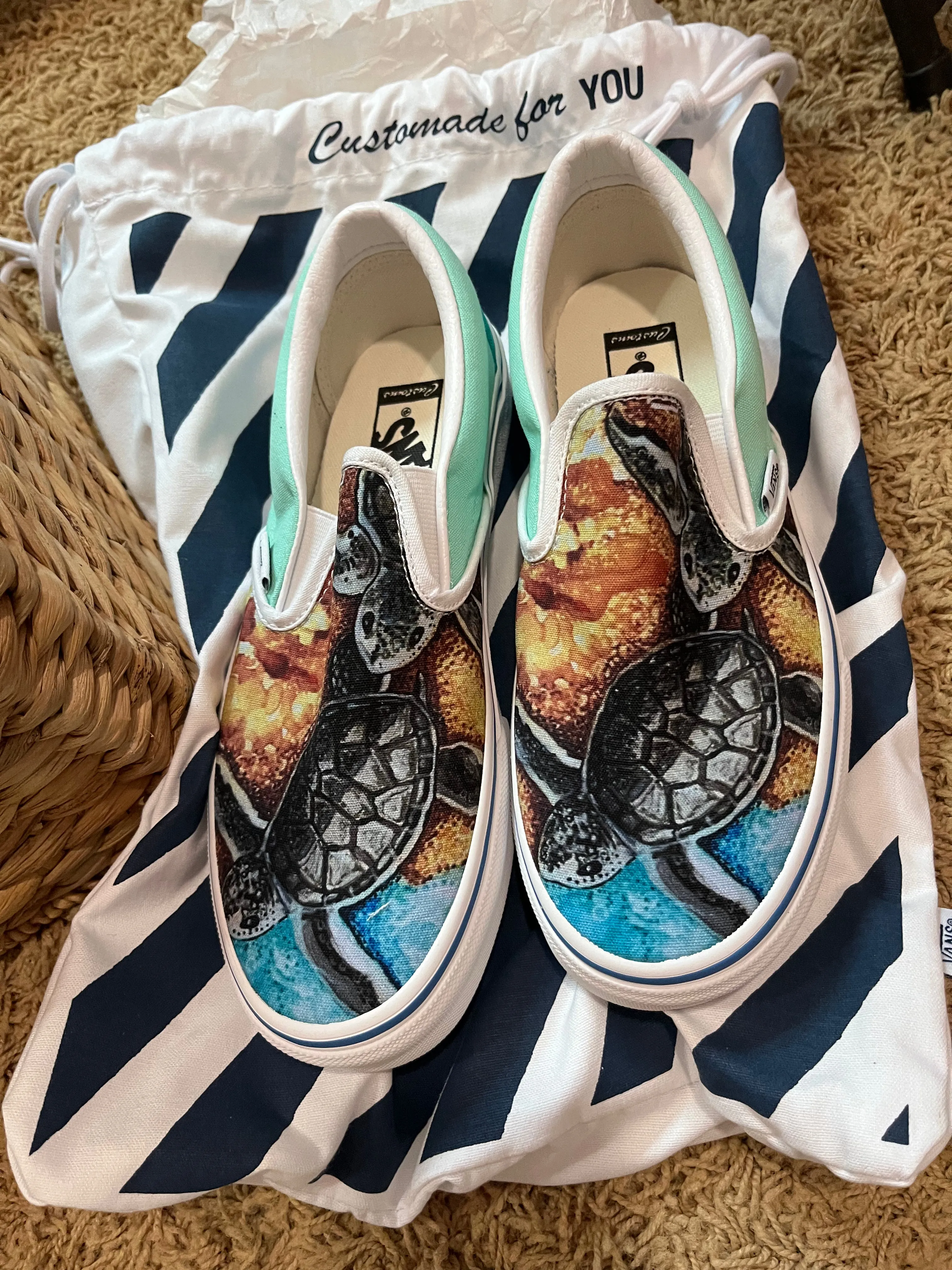 Custom Baby Sea Turtle Vans Shoes Size 8