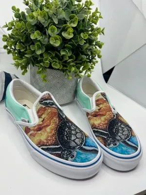 Custom Baby Sea Turtle Vans Shoes Size 8