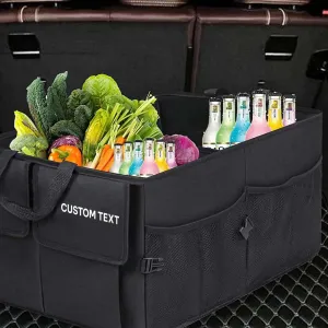 Custom Text For Car Trunk Organizer, Compatible with All Cars, Foldable Car Trunk Storage Box, Storage Bag, Waterproof, Dust-proof, Stain-Resistant WQ12997