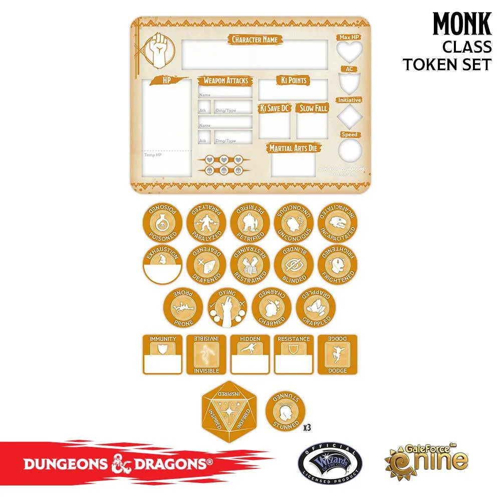 D&D Spellcard Tins - Monk Token Set