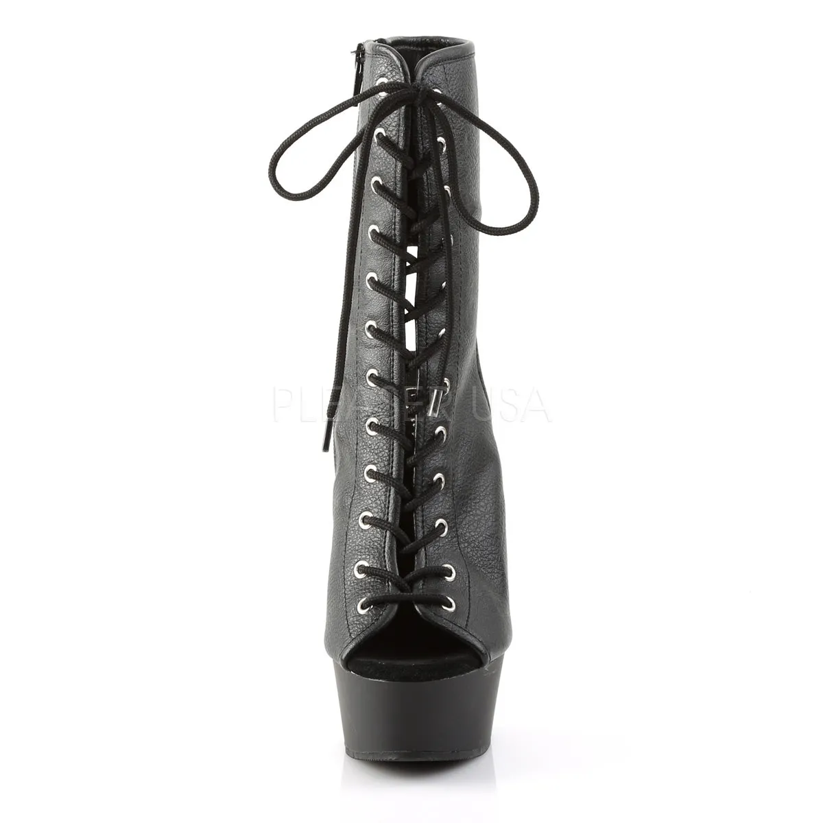 DELIGHT-1016  Black Faux Leather/Black Matte