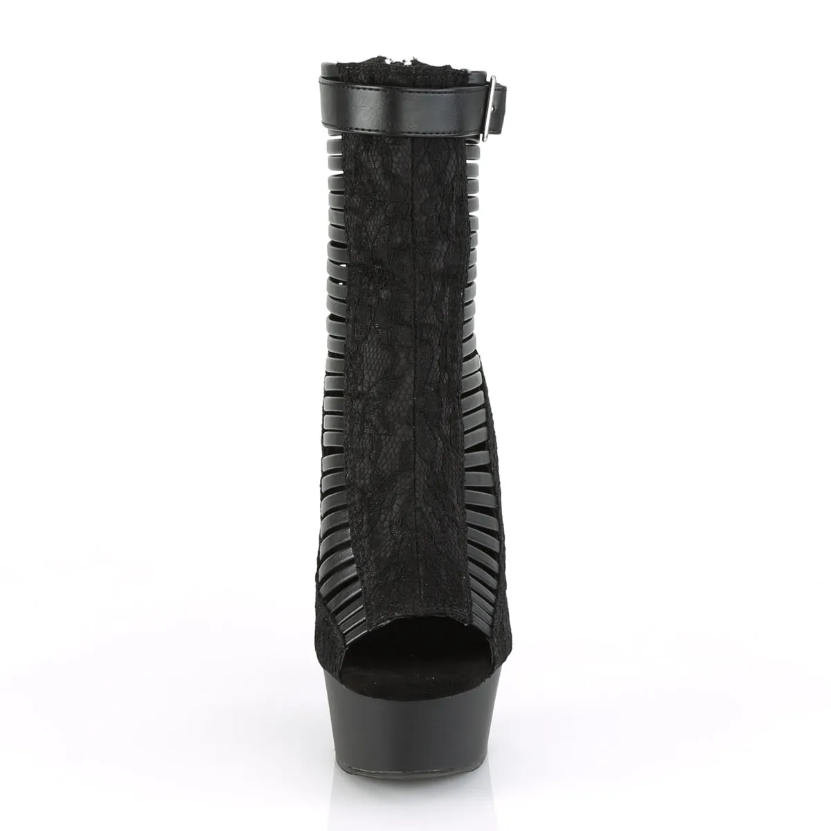 DELIGHT-600-27LC  Black Faux Leather-Fabric/Black Matte