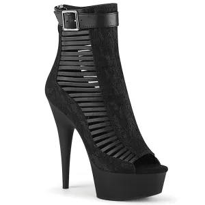 DELIGHT-600-27LC  Black Faux Leather-Fabric/Black Matte