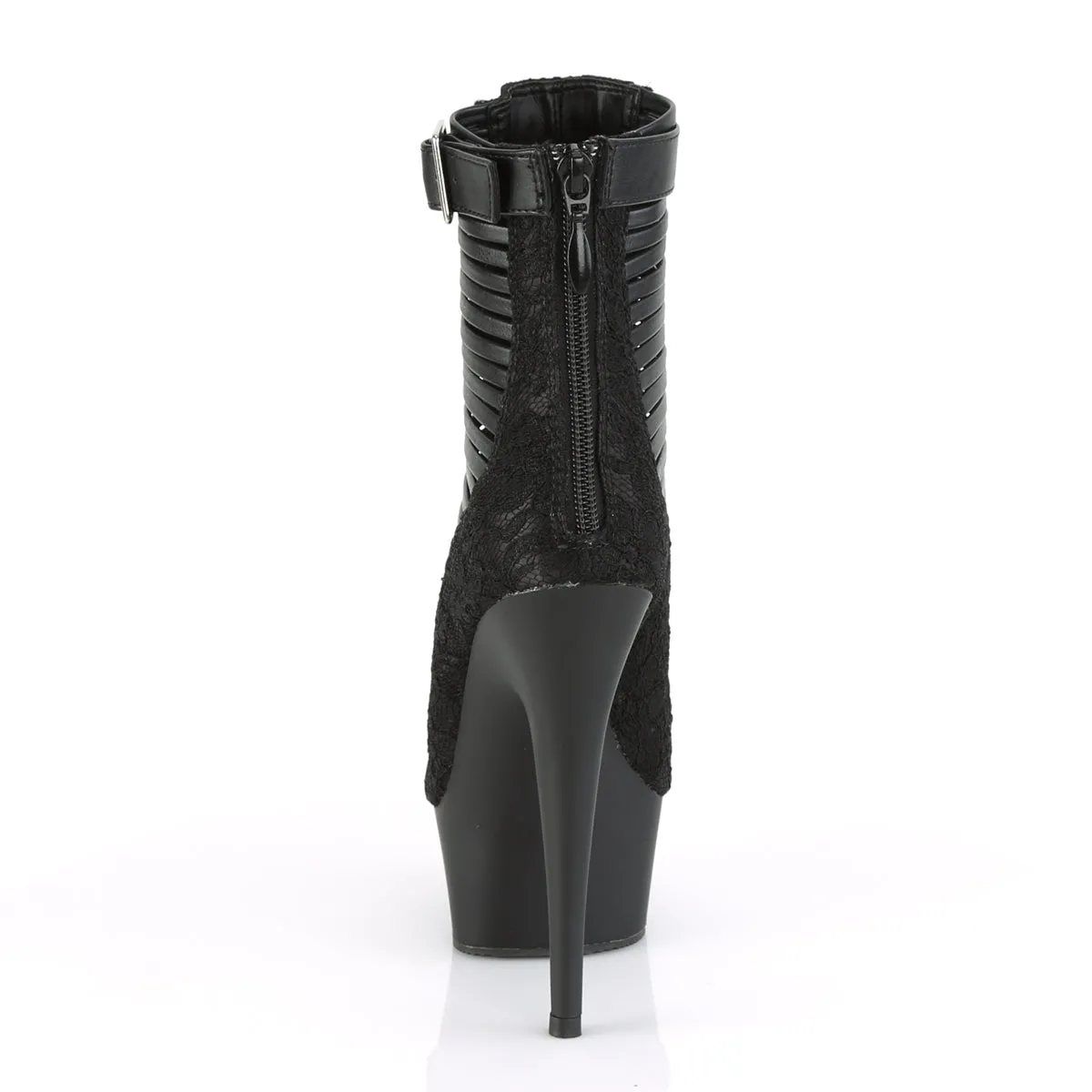 DELIGHT-600-27LC  Black Faux Leather-Fabric/Black Matte