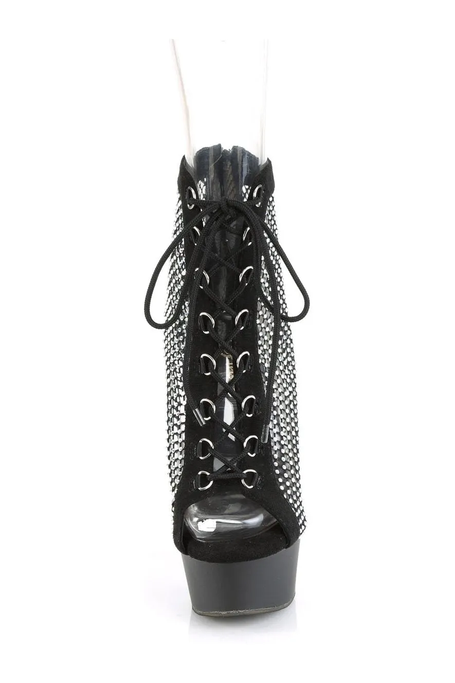 DELIGHT-600-33RM Ankle Boot | Black Faux Suede