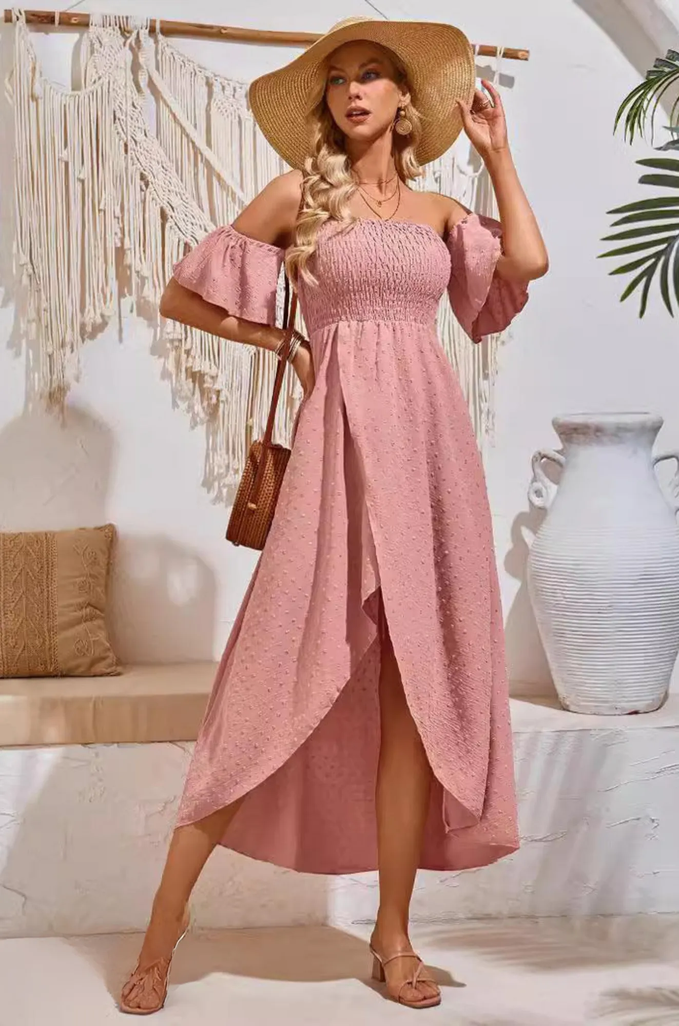 Demy Ruffle Dress - Off-Shoulder Maxi Dress for Woman