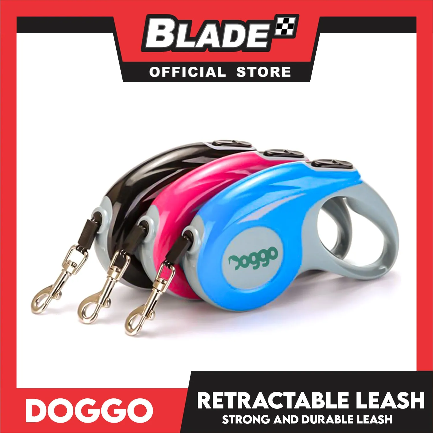 Doggo Retractable Leash 3M (Blue) Strong And Durable, In Comfort And Control Running And Convenient