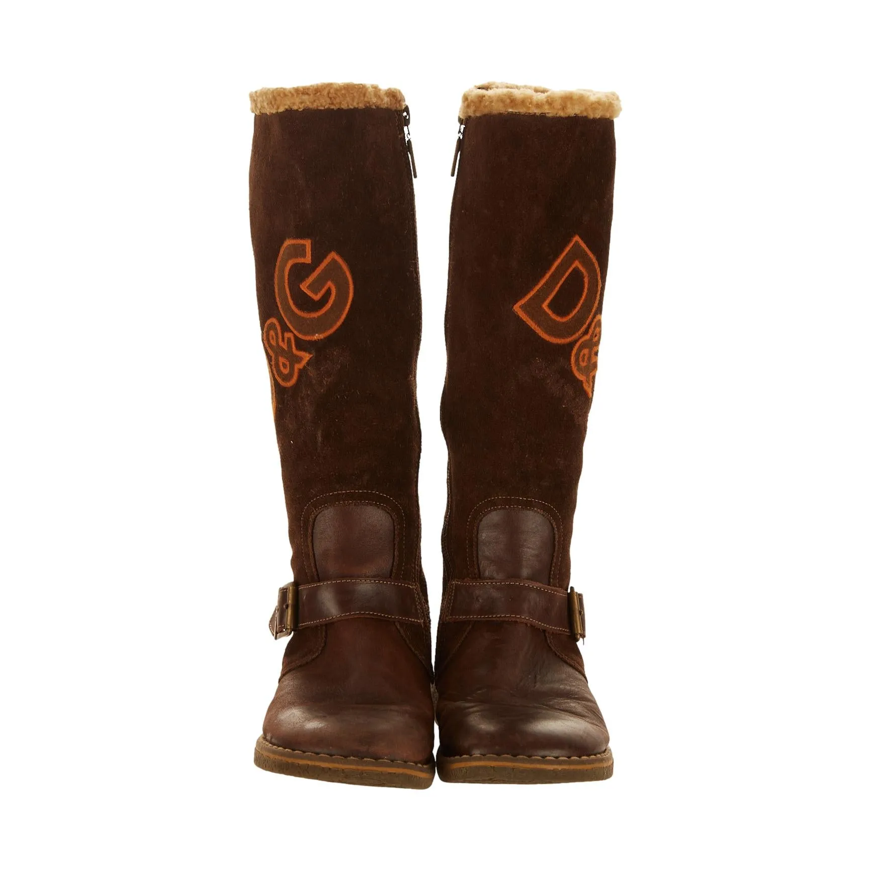 Dolce & Gabbana Brown Suede Logo Boots
