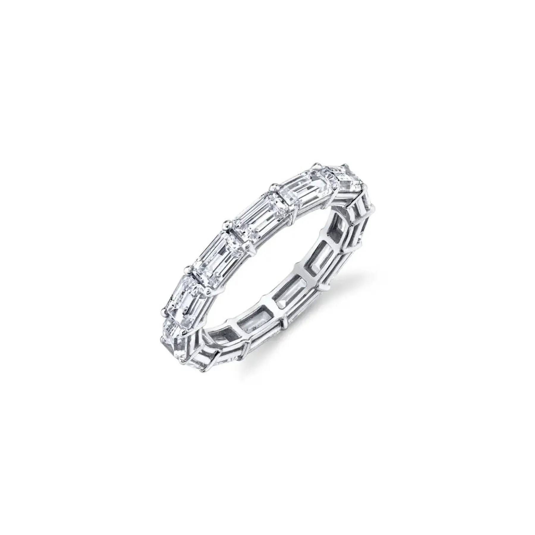 East-West Emerald Cut Eternity Ring