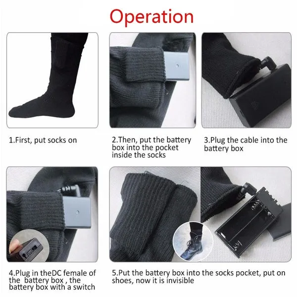 Electric Charging Battery Heated Cotton Socks