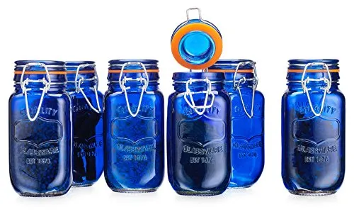 Elegant Home Quality Airtight Glass 5 Ounce Spice Jar Hermetic Seal Bail & Trigger/Jar with Lidx2022; Use As Spice Canisterx2022; / Set of 6 (Clear)