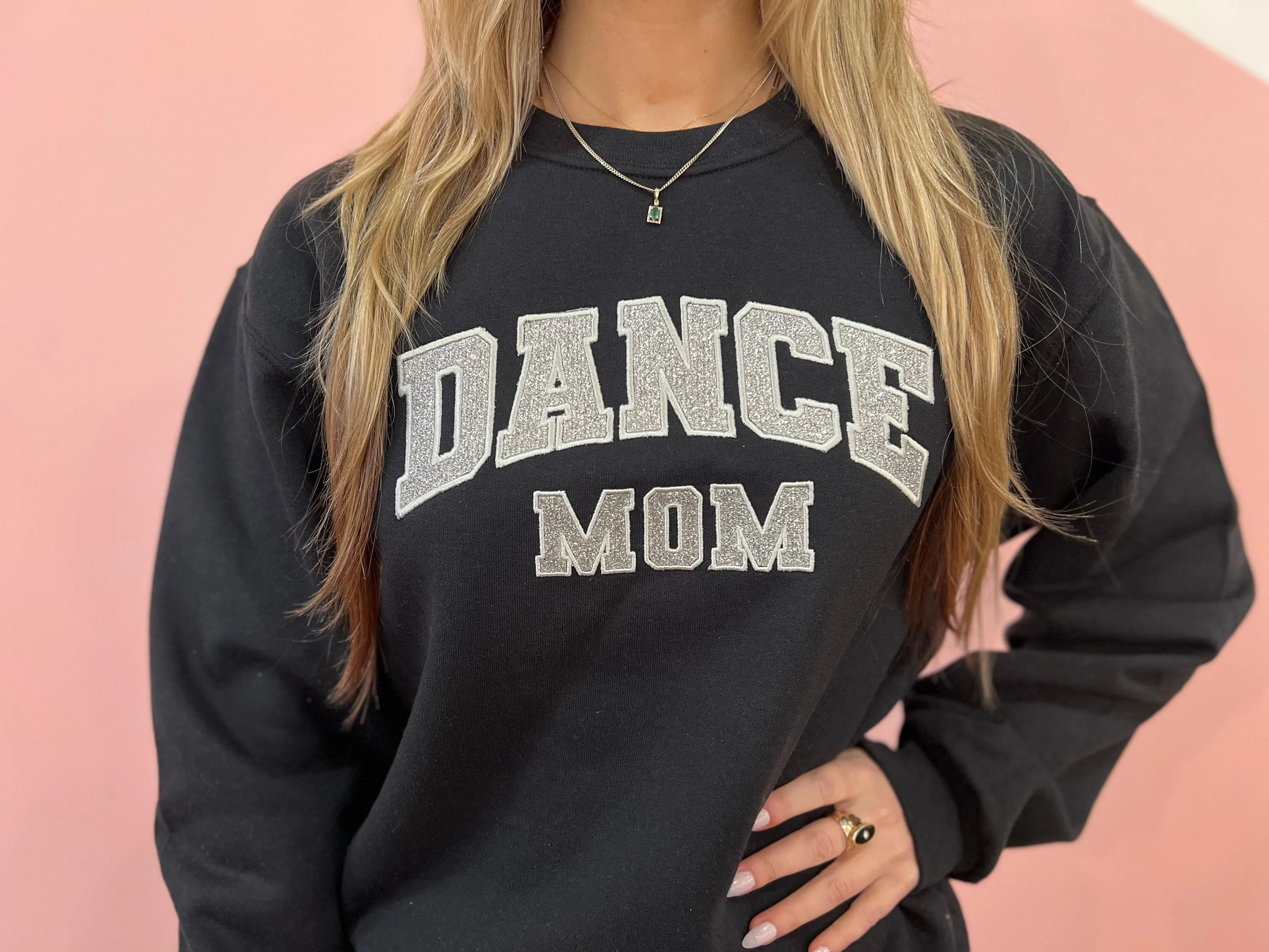Embroidered Glitter Dance Mom Competition Crewneck