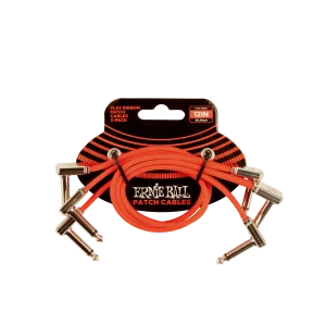 Ernie Ball 12” Flat Ribbon Patch Cable Red 3-Pack