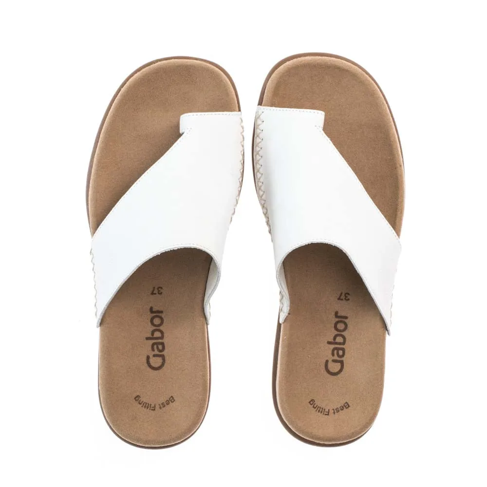 Gabor Leather Toe Post Sandal White