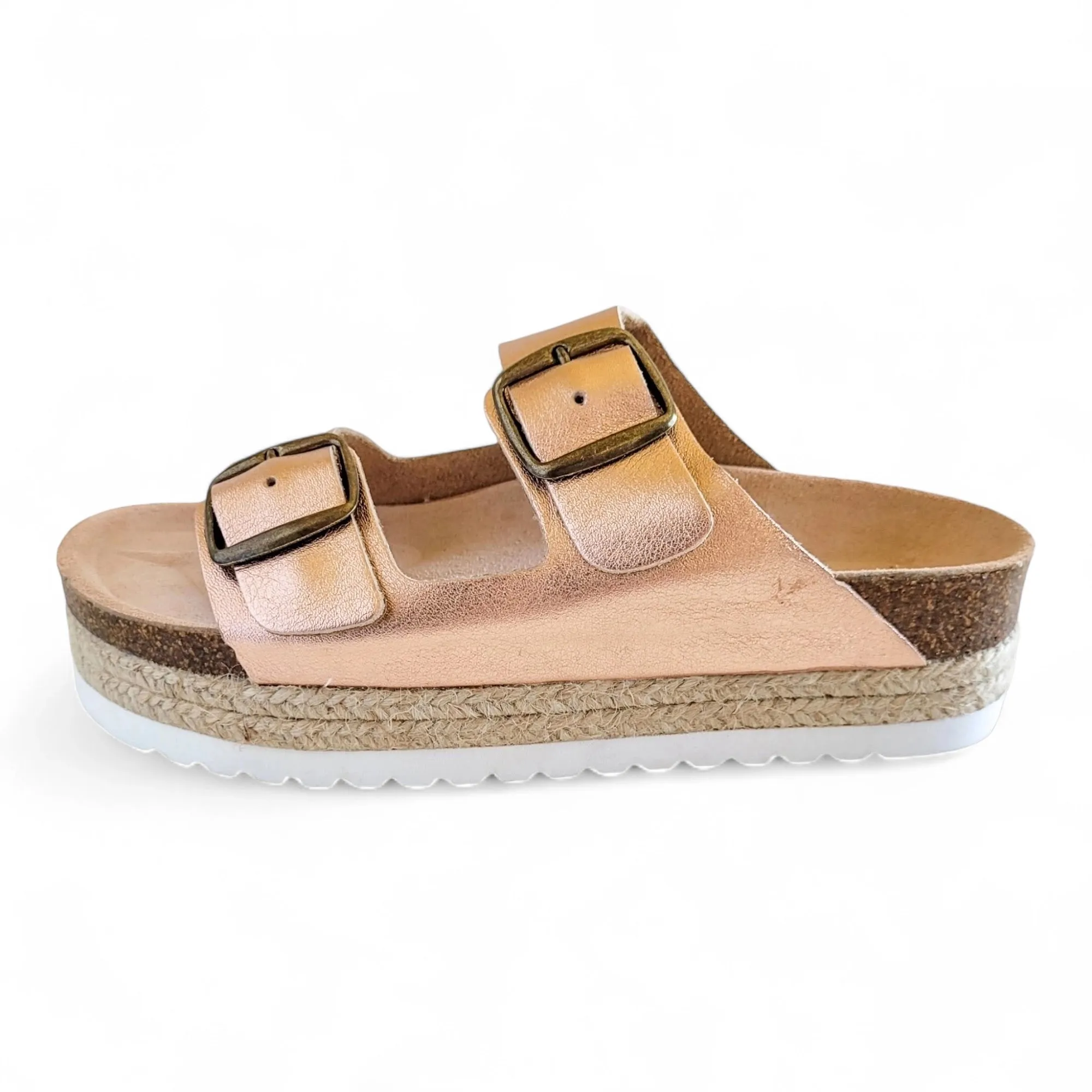 Greco Rose Gold Platform Arch Support Sandals
