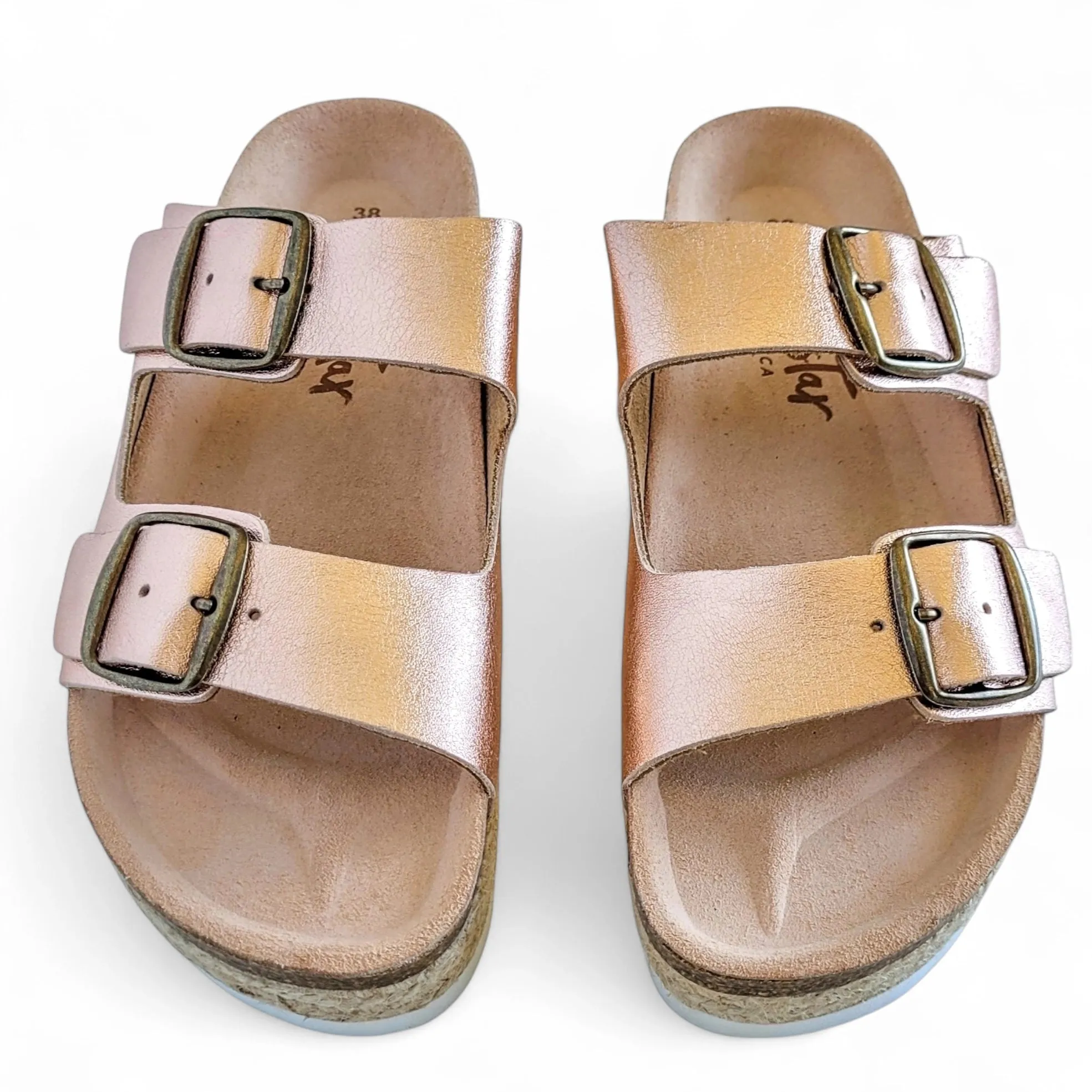 Greco Rose Gold Platform Arch Support Sandals