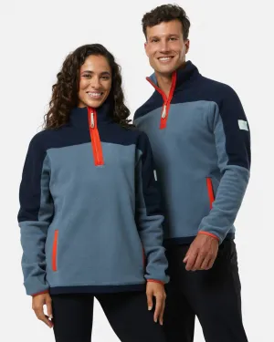 Gym Coffee Half Zip Polar Fleece (Unisex) - Stone Blue
