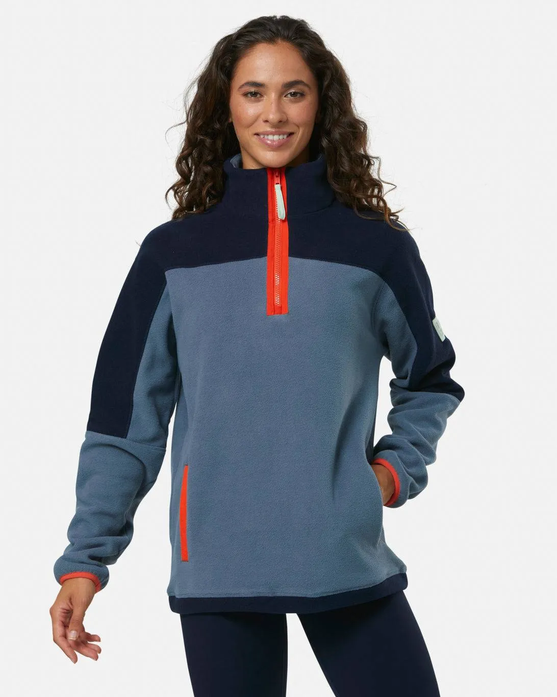 Gym Coffee Half Zip Polar Fleece (Unisex) - Stone Blue