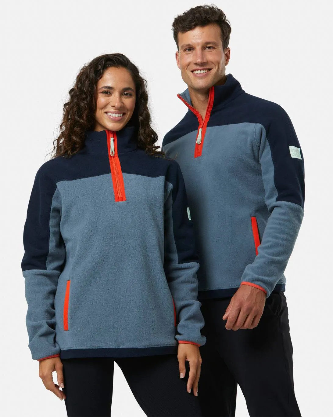 Gym Coffee Half Zip Polar Fleece (Unisex) - Stone Blue