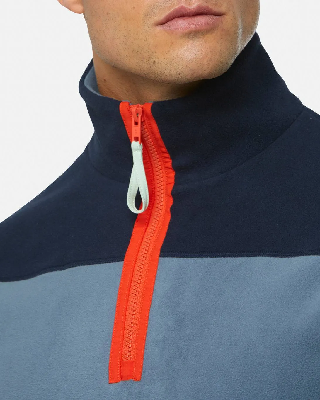 Gym Coffee Half Zip Polar Fleece (Unisex) - Stone Blue