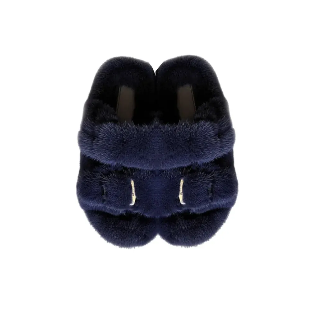 HIPCHIK COUTURE LUXE MINK SLIDE SANDALS