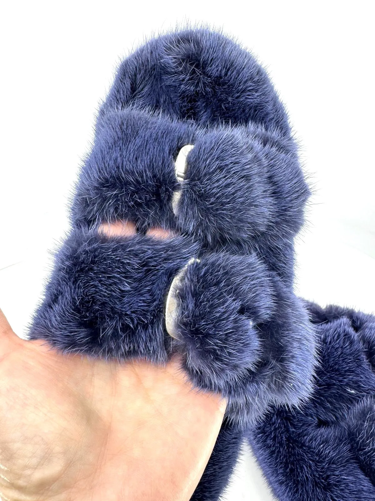 HIPCHIK COUTURE LUXE MINK SLIDE SANDALS