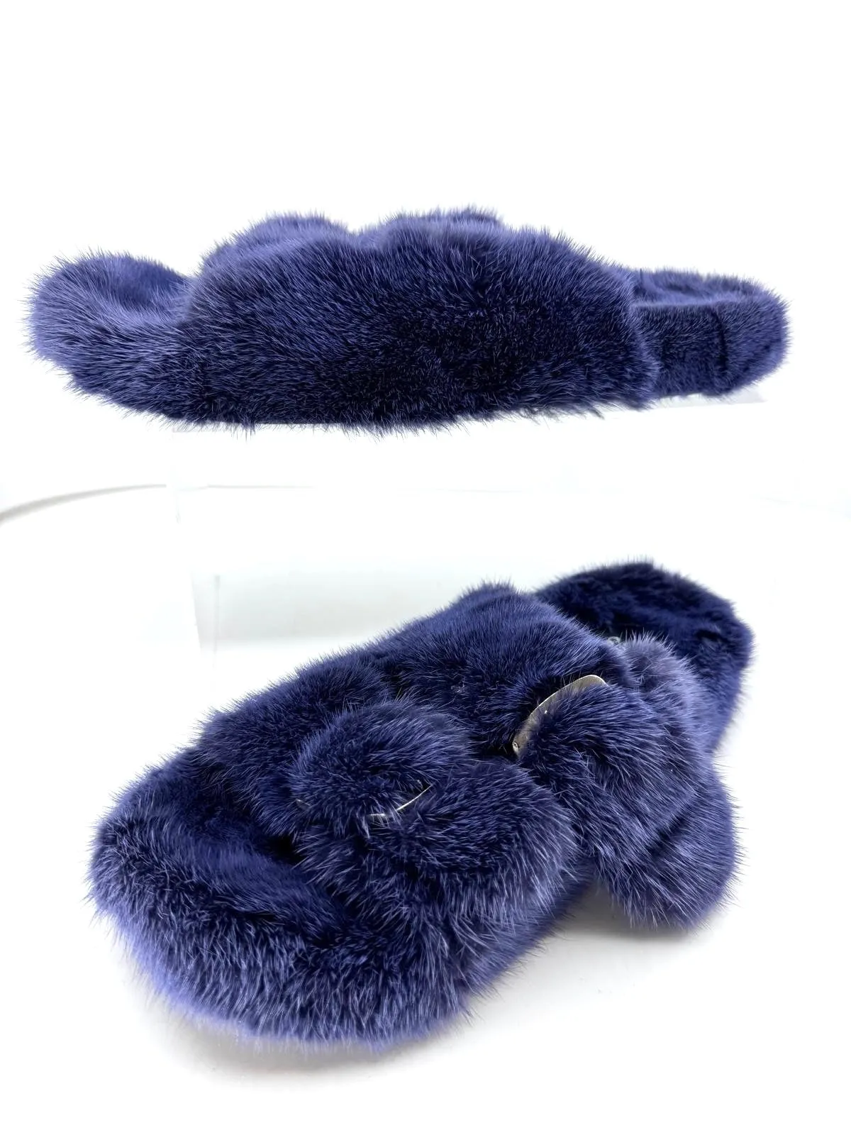 HIPCHIK COUTURE LUXE MINK SLIDE SANDALS